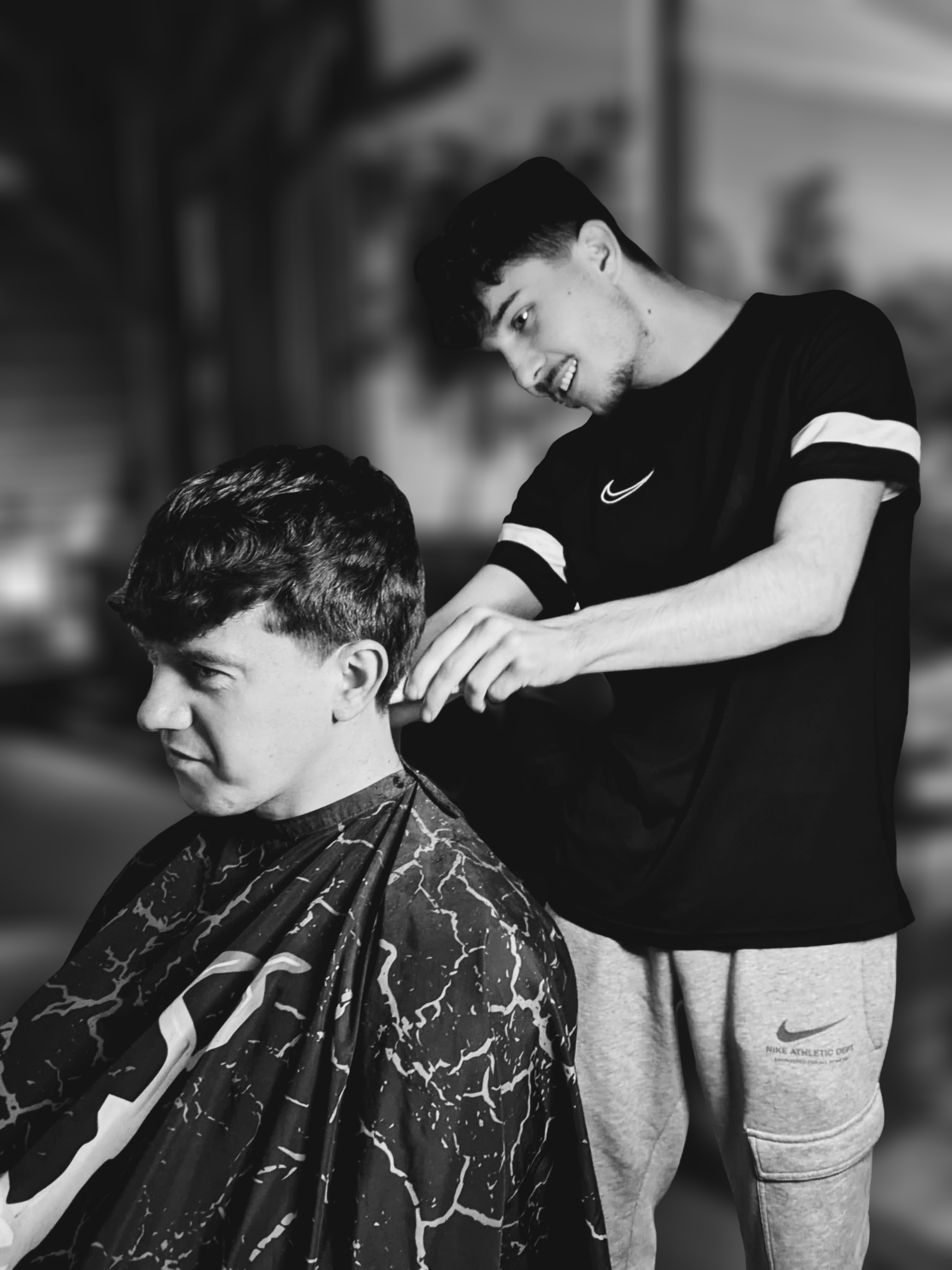 Professional barber at work